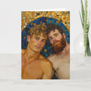 Tarjeta Abrazo de mosaico dorado