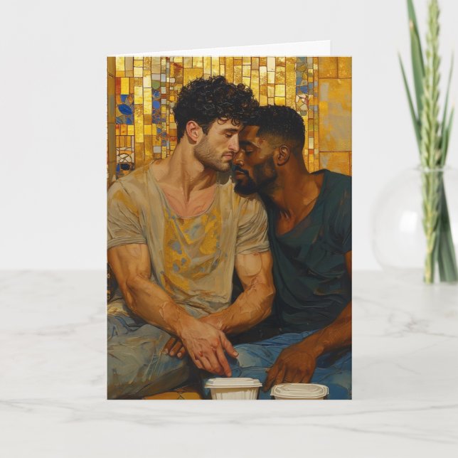 Tarjeta Abrazo de mosaico dorado (Anverso)