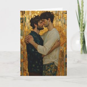 Tarjeta Abrazo de mosaico dorado