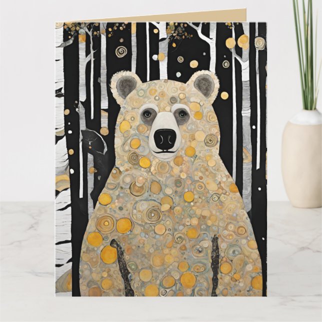 Tarjeta Abrazo de oso lindo pensando en ti (Anverso)