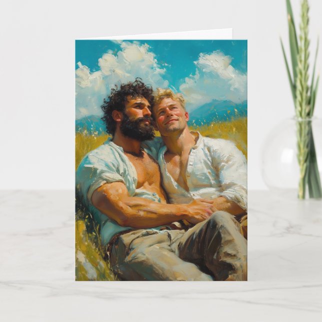 Tarjeta Abrazo de pradera alpina soleada (Anverso)