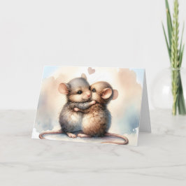 Tarjeta Abrazo de ratones de acuarela de cumpleaños