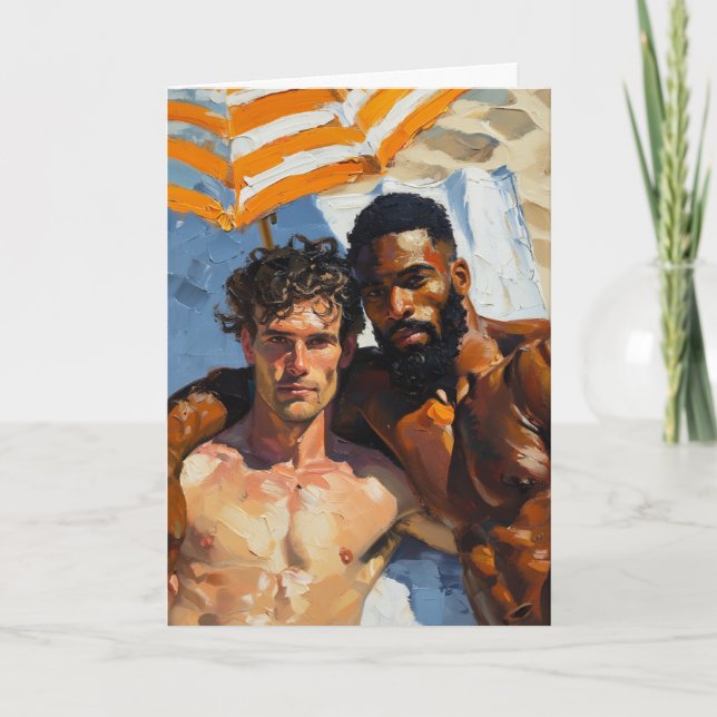 Tarjeta Abrazo de sombrilla de playa (Anverso)