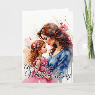 Tarjeta Abrazo del Día de la Madre en estilo floral acuare