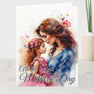 Tarjeta Abrazo del Día de la Madre en estilo floral acuare