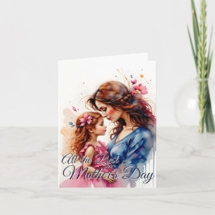 Tarjeta Abrazo del Día de la Madre en estilo floral acuare