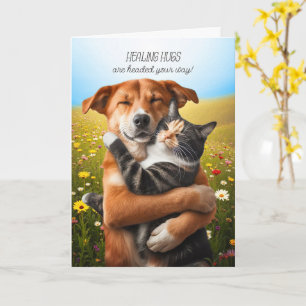 Tarjeta Abrazos Curativos de Sanación para Gatos y Perros 