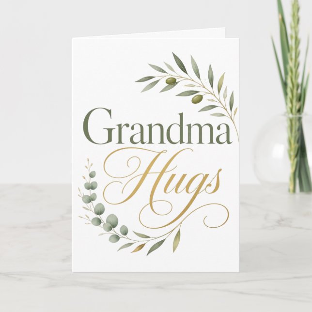 Tarjeta Abrazos de Abuela Amor Botánico (Anverso)