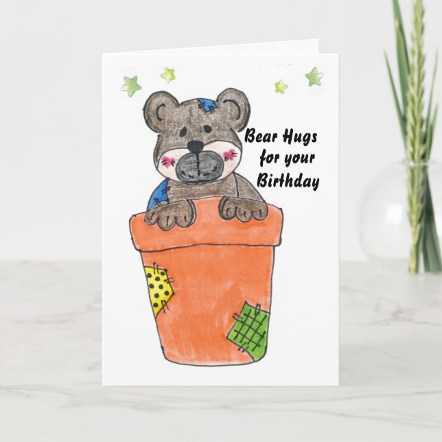 Tarjeta Abrazos de oso de cumpleaños (Anverso)