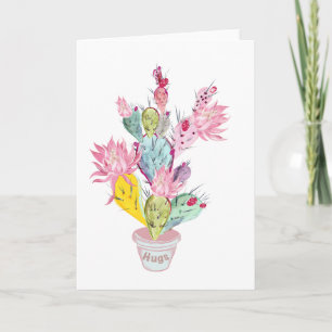 Tarjeta Abrazos de planta de cactus de México