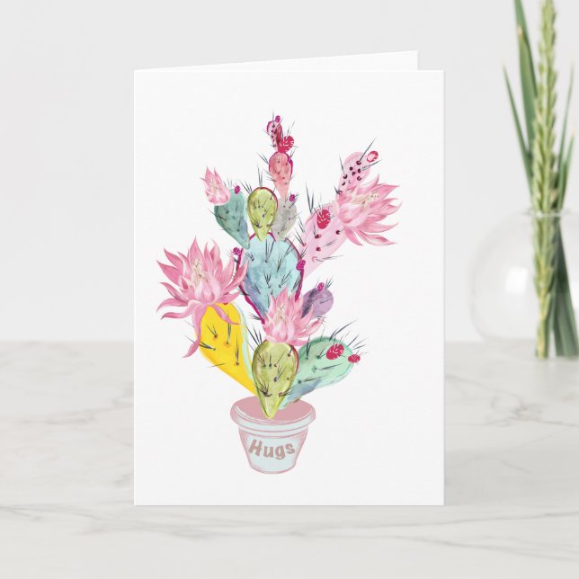 Tarjeta Abrazos de planta de cactus de México (Anverso)
