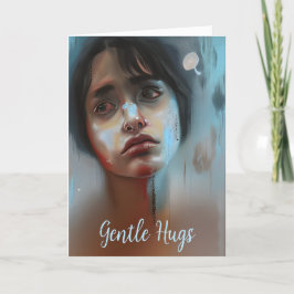 Tarjeta Abrazos gentiles | Triste cara, apoyo a un amigo