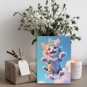 Tarjeta Abrazos Inminentes Gatito Volador Adorable Atigrad