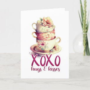 Tarjeta Abrazos Y Besos De Café Floral XOXO