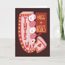 Tarjeta Abrazos y besos del Día de San Valentín retro vint