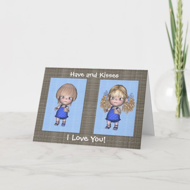 Tarjeta Abrazos y besos gemelos feliz cumpleaños (Anverso)