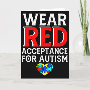 Tarjeta Abril de Conciencia sobre el Autismo Usa Rojo Acep