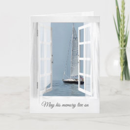 Tarjeta Abrir ventana con barco de vela por la simpatía