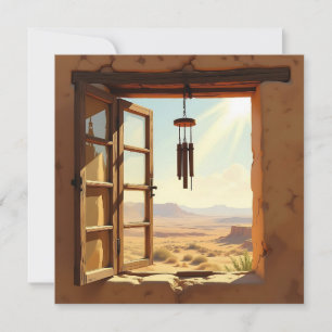 Tarjeta Abrir ventana en blanco desierto