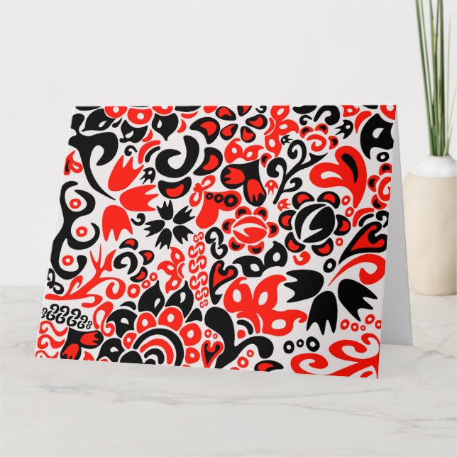 Tarjeta Abrupción del patrón floral del arte folklórico ét (Anverso)