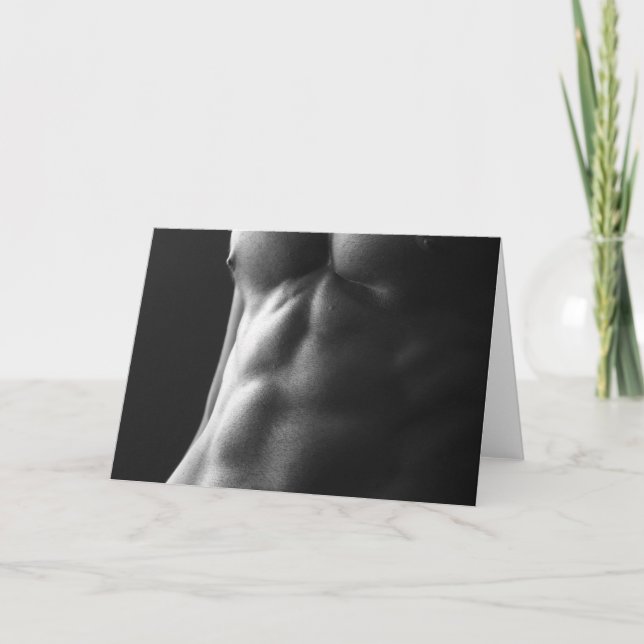 Tarjeta Abs in Grey Hot Guy Greetings Card (Anverso)