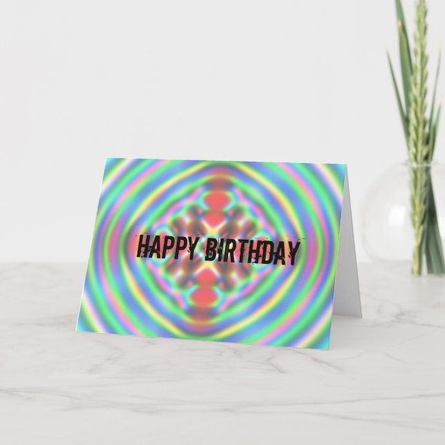 Tarjeta Abstacto Cumpleaños de Neon (Anverso)
