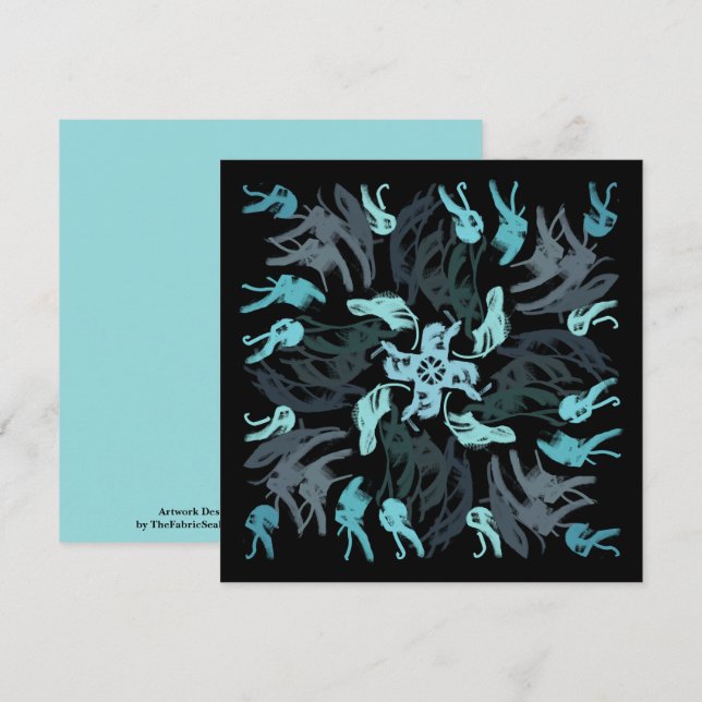 Tarjeta Abstract Aquatic Shaded Repeating Pattern Swirls (Anverso / Reverso)