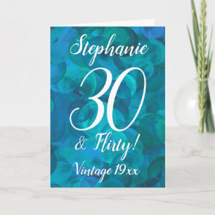 Tarjeta Abstract Azul Teal Oceánico 30 y Cumpleaños Coquet