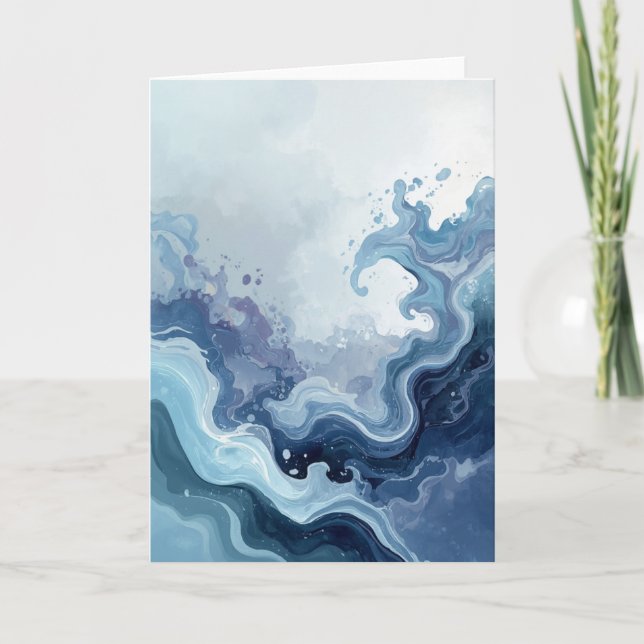 Tarjeta Abstract Blue Ocean Waves Peaceful Greeting Card (Anverso)