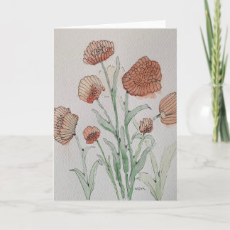 Tarjeta Abstract Coral Floral Watercolor Card