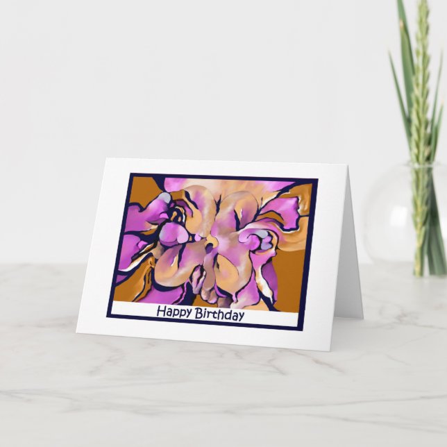Tarjeta Abstract Flower Blank Happy Birday Card (Anverso)