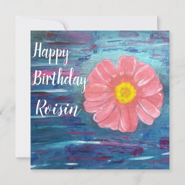 Tarjeta Abstract Flower Cute Cumpleaños Personalizado (Anverso)