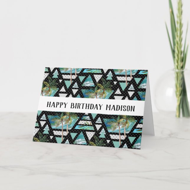Tarjeta Abstract Geometric Palms & Waves Pattern (Anverso)
