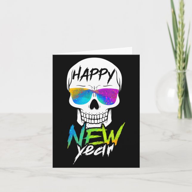 Tarjeta Abstract Happy New Skull Year  (Anverso)