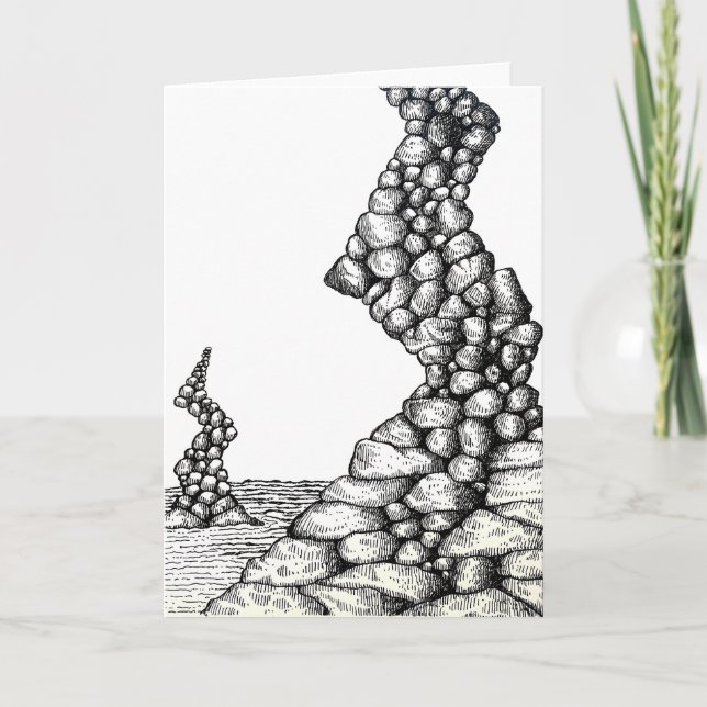 Tarjeta Abstract Pen Angled Cliffs Rocks Drawing Card (Anverso)