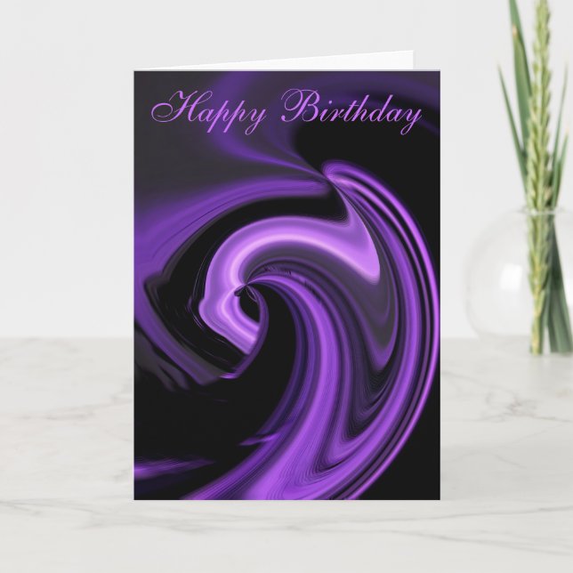 Tarjeta Abstract Purple Heart Birthday Card (Anverso)