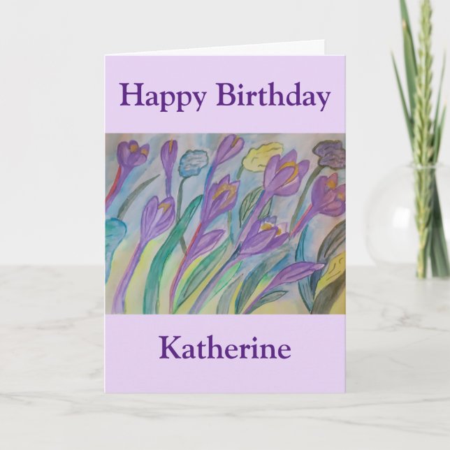 Tarjeta Abstract Spring Crocus Birday Card (Anverso)