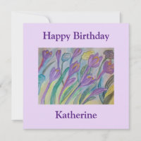 Abstract Spring Crocus Flat Birday Card