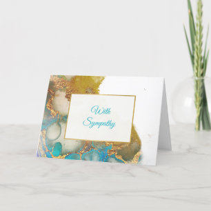 Tarjeta Abstract Teal Gold Agate Watercolor Sympathy