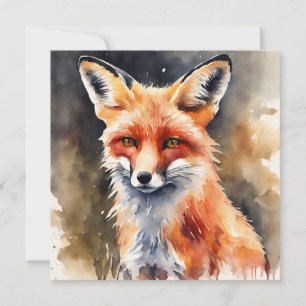 Tarjeta Abstract Watercolor Red Fox