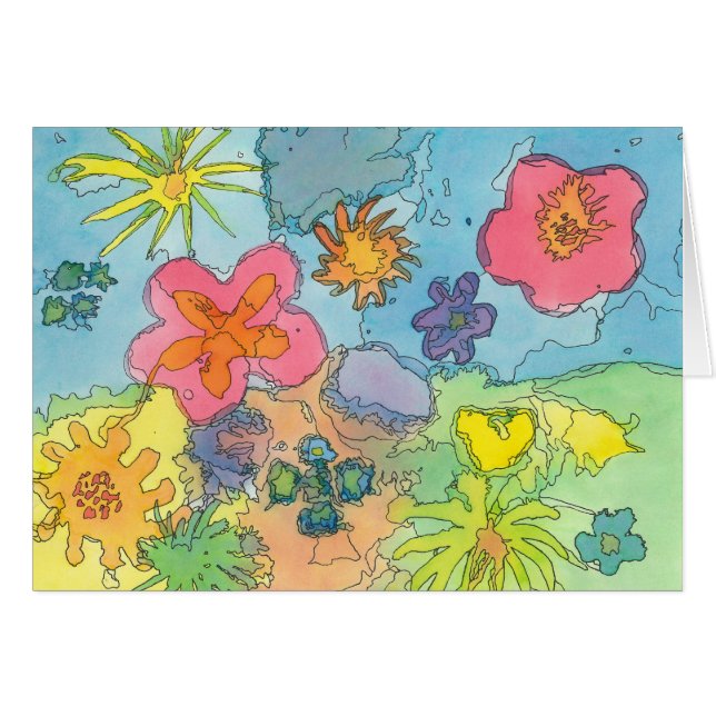 Tarjeta abstracta de las flores (Anverso (Horizontal))