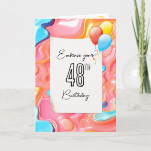 Tarjeta Abstracto 3D Psicodélico para 48 cumpleaños