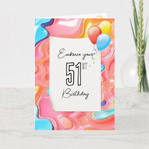 Tarjeta Abstracto 3D psicodélico para 51 cumpleaños