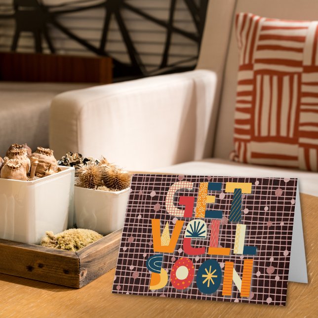 Tarjeta Abstracto Cuadrícula Negrita y Puntos Pronto Estar (Subido por el creador)