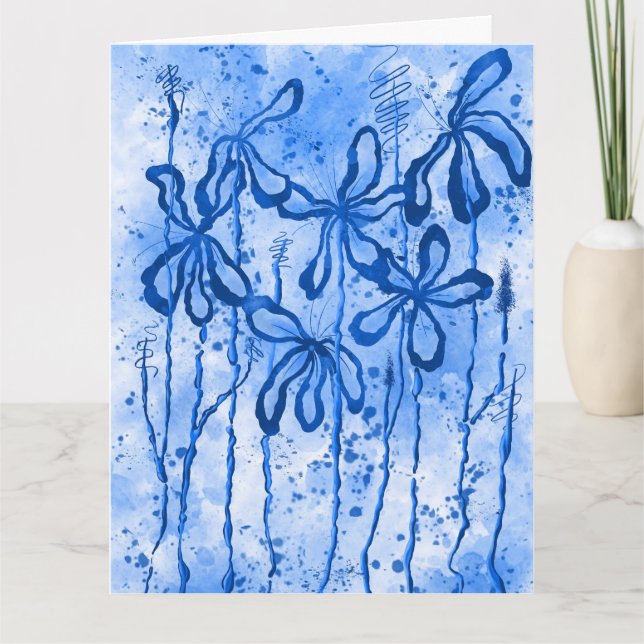 Tarjeta Abstracto floral Paint splatter & Lilis (Anverso)