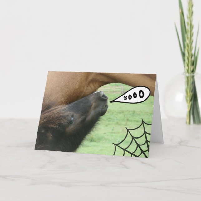 Tarjeta ¡Abucheo!  Caballo de Halloween (Anverso)