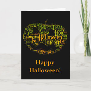 Tarjeta ¡Abucheo de la calabaza de Halloween! Wordcloud