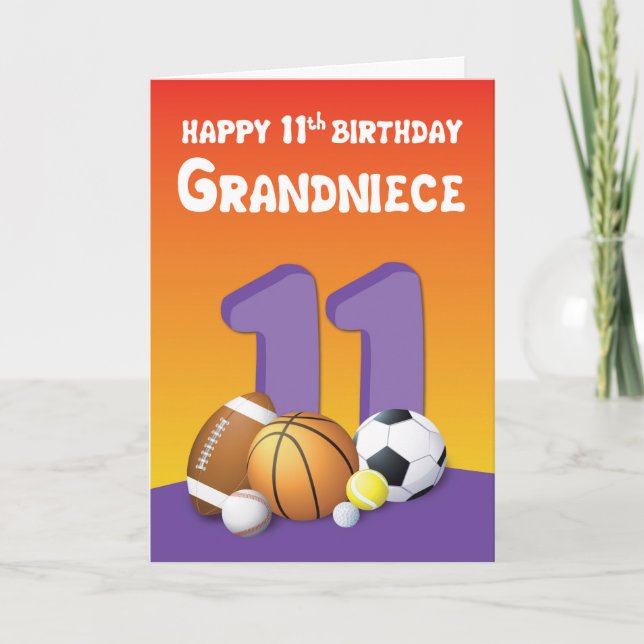 Tarjeta Abuela 11° Bolas Deportivas de Cumpleaños (Anverso)