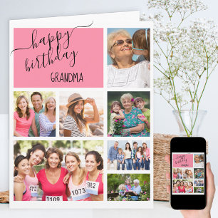 Tarjeta Abuela 7 Collage de Fotos Cumpleaños Personalizado