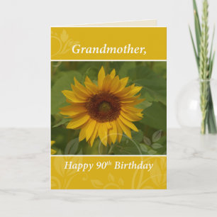 Tarjeta Abuela 90 cumpleaños con girasol